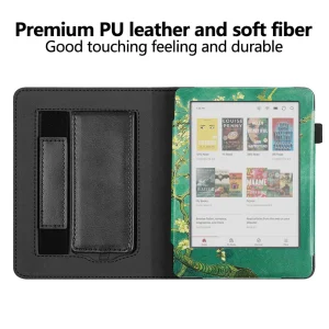 Kobo Clara BW Colour 2024 PU Leather Ebook Case with Hand Strap Stand Holder and Sleep Cover