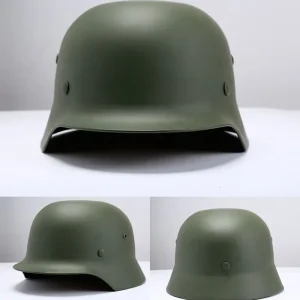 Black Army Green Steel Helmet WW2 Replica Motorcycle Helmet for Outdoor Sports and Military Training Safety Protection