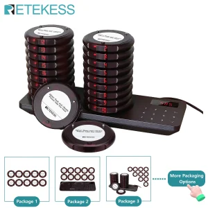 Wireless Restaurant Pager Calling System with 998 Pager Capacity and Long Range Signal