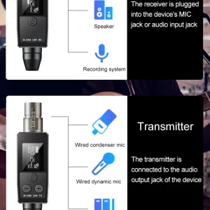 VK-38 UHF Wireless Microphone Converter XLR Transmitter And Receiver For Dynamic Microphone Guitar Receiver Transmission Adapter