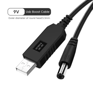 USB to DC Jack Charging Cable with Voltage Boost Converter for Electronic Devices up to 7W