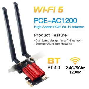 Internal M.2 Wi-Fi 5 PCIE Adapter with Dual Band 2.4G/5G and Bluetooth 4.0 for Fast Internet Connectivity