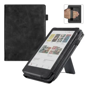 Kobo Clara BW Colour 2024 Protective Ebook Case with Built-in Stand, Hand Strap, and Auto Wake Sleep Cover for Reading Comfort