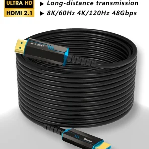 Ultra High Speed 8K 60Hz 48Gbps HDMI 2.1 Fiber Optic Cable for 4K 120Hz TV Projector with HDR eARC and VRR Support