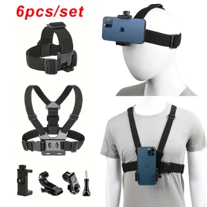 Action Camera Kit with Adjustable Head Strap and Chest Strap Mount for Enhanced Stability and Versatility in POV Shooting