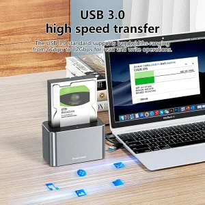 High-Speed USB C to SAS SATA 2.5/3.5 Inch HDD Docking Station for External Hard Drive Storage with 5Gbps Data Transfer and 20GB Disk Speed Support