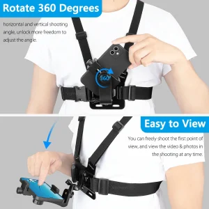 Vamson Chest Strap Rotate Phone Mount for iphone Smart Phone Belt Body Harness Holder for Gopro Hero 10 9 8 Insta360 Dji Camera