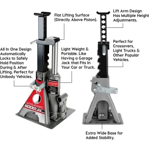 Wide Base 2 Ton UniJack Lift and Hold System with Safety Bar for Off-Road and Construction Use