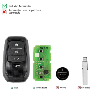 Xhorse XSTO01EN Universal Smart Key for Toyota XM38 and Lexus Models, Supporting 4D 8A 4A IMMO, All Frequencies and Compatible with Other Key Shells