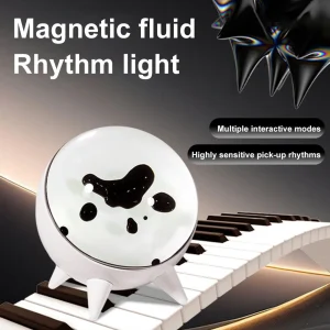 Sound Activated Ferrofluid Music Rhythm Lamp with Visual Display and Type-C Connection for Desktop Speakers