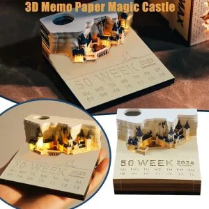 2025 Unique Hogwarts Inspired 3D Paper Craft Weekly Planner with LED Light and Hand-Torn Castle Design for Birthdays and Events