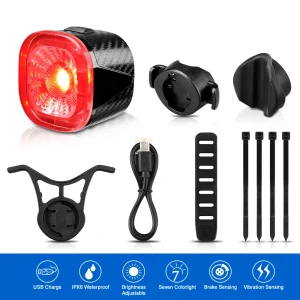 Waterproof IPX6 LED Bike Rear Light with USB Rechargeable Battery and Auto Stop Function for Safe Cycling at Night