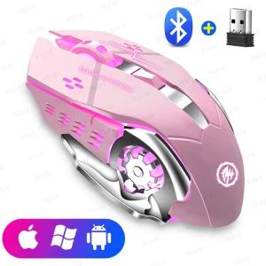 Wireless Backlit Gaming Mouse with 6-Button Layout and Adjustable DPI for PC Computer Laptop Tablet Smartphone