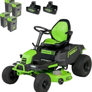 Cordless Electric CrossoverZ Riding Mower (4) 8.0Ah Batteries and (2) Dual Port Turbo Chargers Industry’s Fastest Cutting Speed