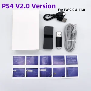 USB Dongle Mod Kit for PS4 9.0-11.0 System, Complete with USB Receiver Adapter, Ethernet Cable and Type-C Cable