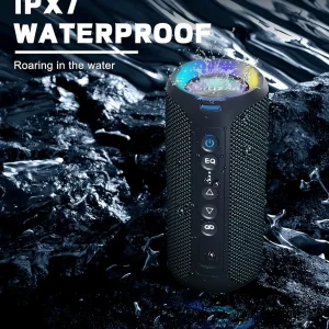 Ortizan 40W Enhanced Bass Portable Outdoor Shower Speaker with Bluetooth 5.3, IPX7 Waterproof, LED Light and 30 Hours Playtime