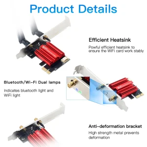 Internal M.2 Wi-Fi 5 PCIE Adapter with Dual Band 2.4G/5G and Bluetooth 4.0 for Fast Internet Connectivity