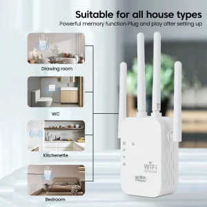 1200Mbps Wireless Repeater 2.4G 5G Dual Band WiFi Signal Extender Wi-Fi Amplifier WiFi Router Long Range Signal Booster Router