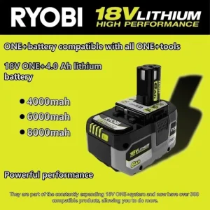 18V High-Performance Lithium-Ion Battery with No Memory Effect and Low Self-Discharge for RYOBI ONE+ Tools