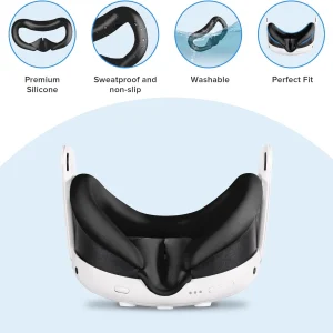 Meta Quest 3 VR Accessories Bundle with Silicone Face Cover, Controller Grip Protector, and PU Leather Strap for Extended Durability