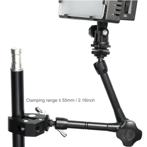 Heavy-Duty 11 Inch Long Adjustable Magic Arm with Hot Shoe and 1/4 Inch Screw Mount for DSLR Cameras and Accessories