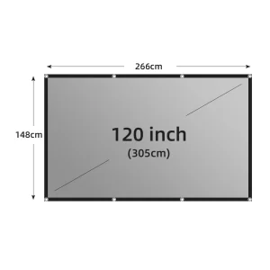 LEJIADA Projector Screen 60-133 Inch Metal Grey Anti-Light 16:9 Portable Black Border With Holes Home Outdoor Projection Screen