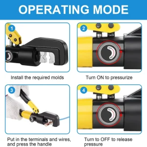 Industrial Grade 10 Ton Hydraulic Crimping Tool for Copper and Aluminum Wire 12 AWG to 2/0 AWG