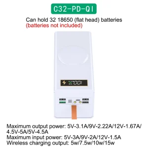 18650 Power Bank Case with Integrated QC2.0, QC3.0, and FCP Fast Charging Protocols for DIY Battery Storage