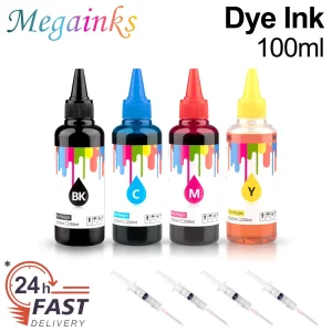 100ml Universal Dye Ink BK C M Y Kit Compatible For HP Canon Epson Brother Deskjet Inkjet Printer Tank Cartridges CISS