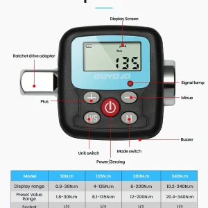 Professional Digital Torque Wrench 1/4” 3/8” 1/2 ” Electronic Torque Wrench Torque Adapter Bike Car Repair Hand Tools Set