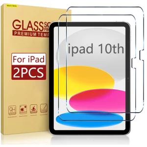 iPad 10th Generation Screen Guard – 2 Pack Ultra Clear 9H Tempered Glass Protector for 10.9 Inch 2022 Models A2696 A2757 A2777