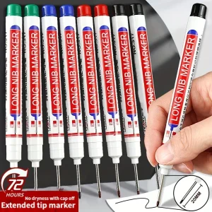 Waterproof 20mm Deep Hole Long Nib Permanent Markers for Metal, Wood, Glass and Furniture Decoration