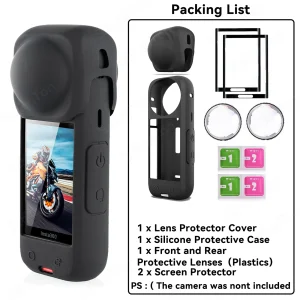 Insta360 X4 Protective Accessories: Tempered Glass Lens Guard and Plastic Case Cover for 360 Degree Camera Lens Protection