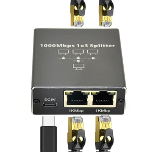 1000Mbps High-Speed Ethernet Splitter for Home and Office Networking, Supports Cat6/7/8 Cables