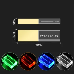 JASTER Luminous USB drive Gold Lid Crystal USB Flash Drive 128GB Pendrive 64GB Colorful LED Memory Stick 16GB with Pioneer DJ