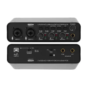 High-Resolution 2-In/2-Out USB Sound Card for Music Production and Podcasting with 48V Phantom Power