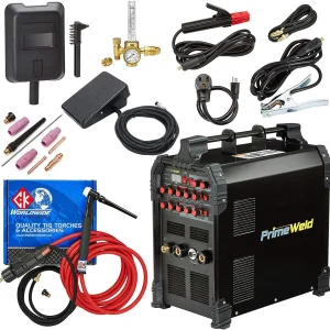 225 Amp IGBT AC DC TIG Stick Welder with Pulse Function for Aluminum Stainless Steel and Thinner Metals Welding