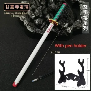 0.5mm Black Gel Refill Demon Slayer Anime Sword Shaped Pen with Display Stand Cosplay Prop for Kids Students Anime Fans