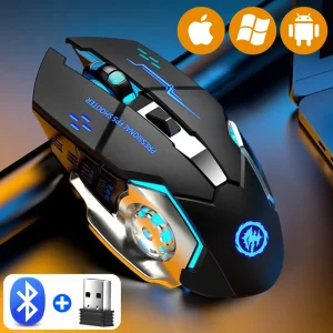 Wireless Backlit Gaming Mouse with 6-Button Layout and Adjustable DPI for PC Computer Laptop Tablet Smartphone