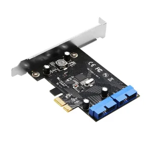 Internal PCIE to USB 3.0 19 Pin Expansion Card Adapter for Windows PC with 2 Ports USB3 20Pin Hub Header