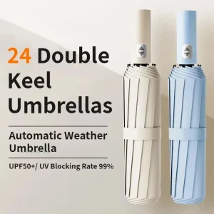 Xiaomi Automatic Windproof Umbrella with 24 Fiberglass Ribs and Collapsible Large Size Sunshade for UV Protection