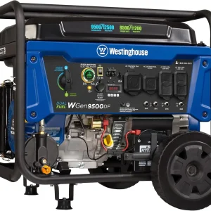 12500 Watt Portable Dual Fuel Home Generator with Remote Electric Start, GFCI Outlets, and Transfer Switch Ready Function for Gasoline and Propane Fuel