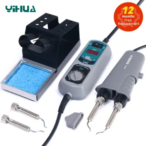 Portable 110V 220V Soldering Iron Kit with Double Efficiency Tweezers for Electronics Repair and Manufacturing