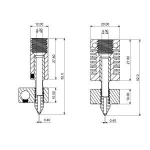 Upgraded Aluminum 3D Printer Extruder Hotend Assembly with 0.4MM MK8 Nozzle for CR Series and Ender Series Printers