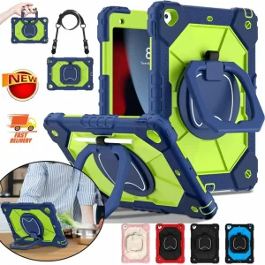 iPad 7th 8th 9th 10th Generation Case with Rotation Handle, Shockproof Rugged Cover Compatible with Air 4 5 Pro 9.7 10.2 10.9 11 inch Tablet