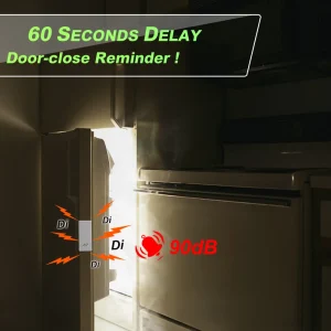 Wireless Refrigerator Door Open Alarm with 60 Second Delay and 90dB Loud Alert for Freezer and Fridge Safety