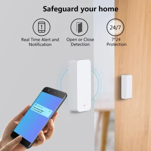 Wireless Door Window Open Close Detector with Alarm Notifications and Low Battery Reminder Compatible with Alexa Google Assistant