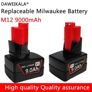 12V 9000mAh High Capacity Rechargeable Lithium-Ion Battery for Milwaukee M12 XC Cordless Tools