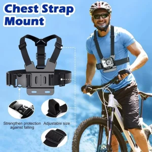 6-in-1 Action Camera Kit Mobile Phone Head Strap Chest Strap Mount Adjustable for GoPro 12 Phone Enhanced Stability Versatility