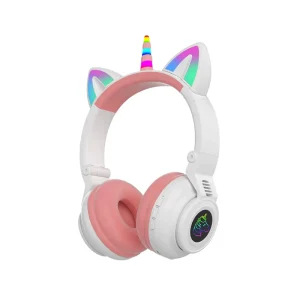 Wireless Kids Headphones with Mic and RGB Light for Girls – Stereo Bluetooth Earphones with SD Card Slot and 8-Hour Playtime